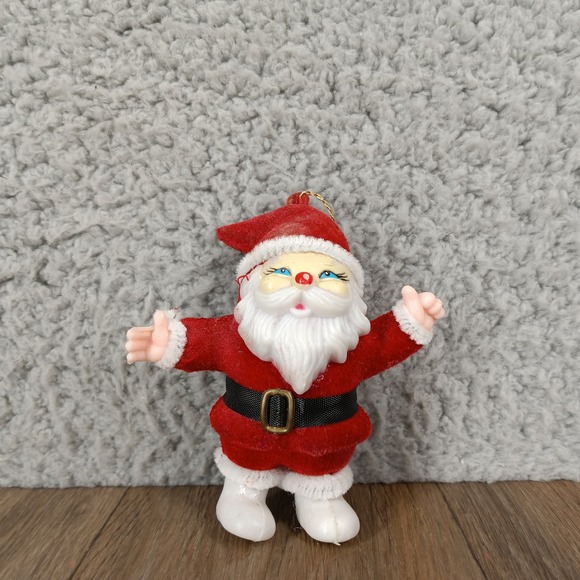 Santa Claus Christmas‎ Ornament Vintage Flocked Holiday Decoration Cute - Picture 1 of 7